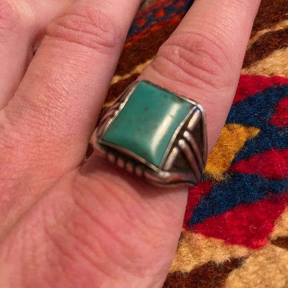 Genuine Blue Turquoise Navajo Ring 26309 Silver and Turquoise Ring